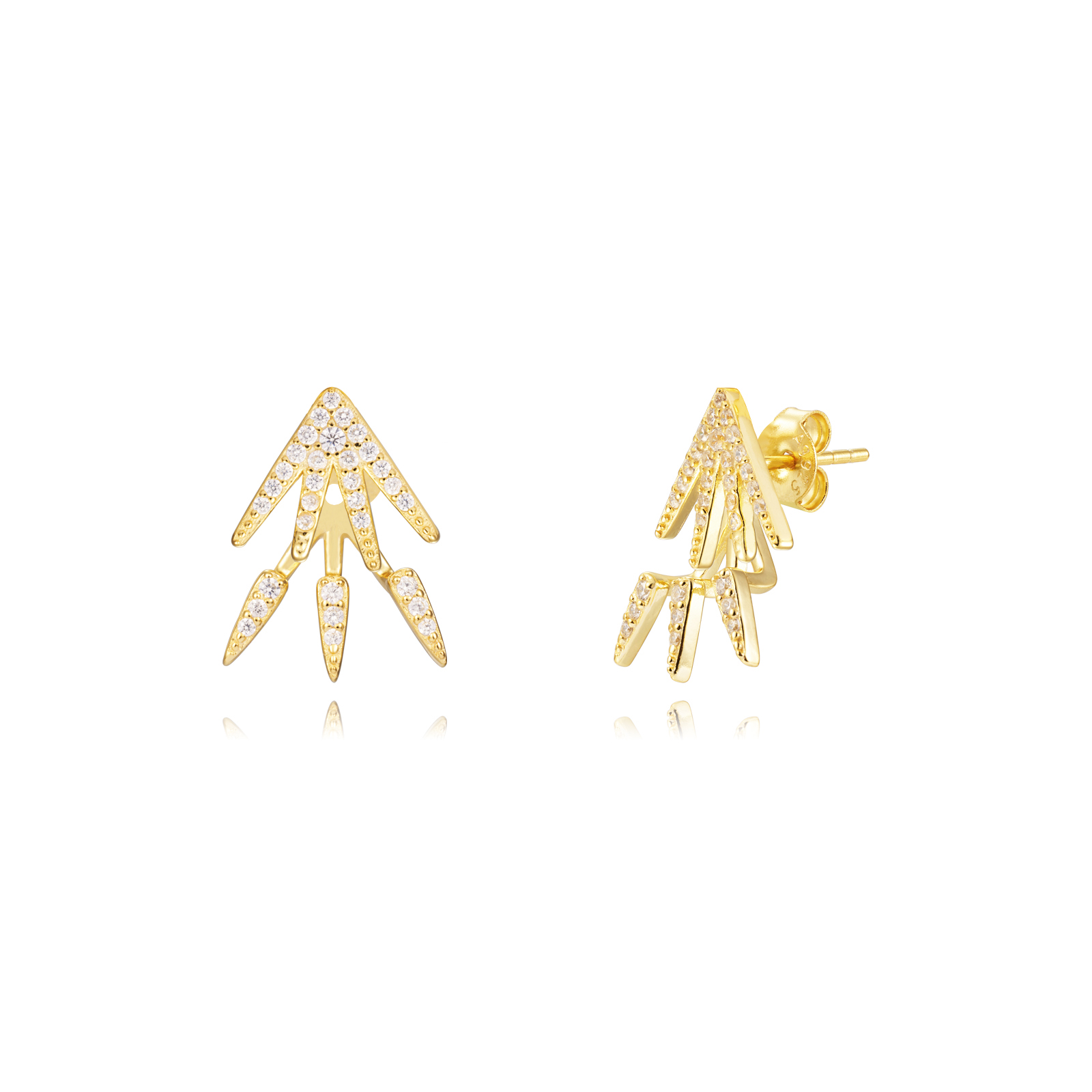 Pendiente Plata Circonita Pendientes Ear Jacket 17 mm - Circonita - Bañado oro y Plata Rodiada