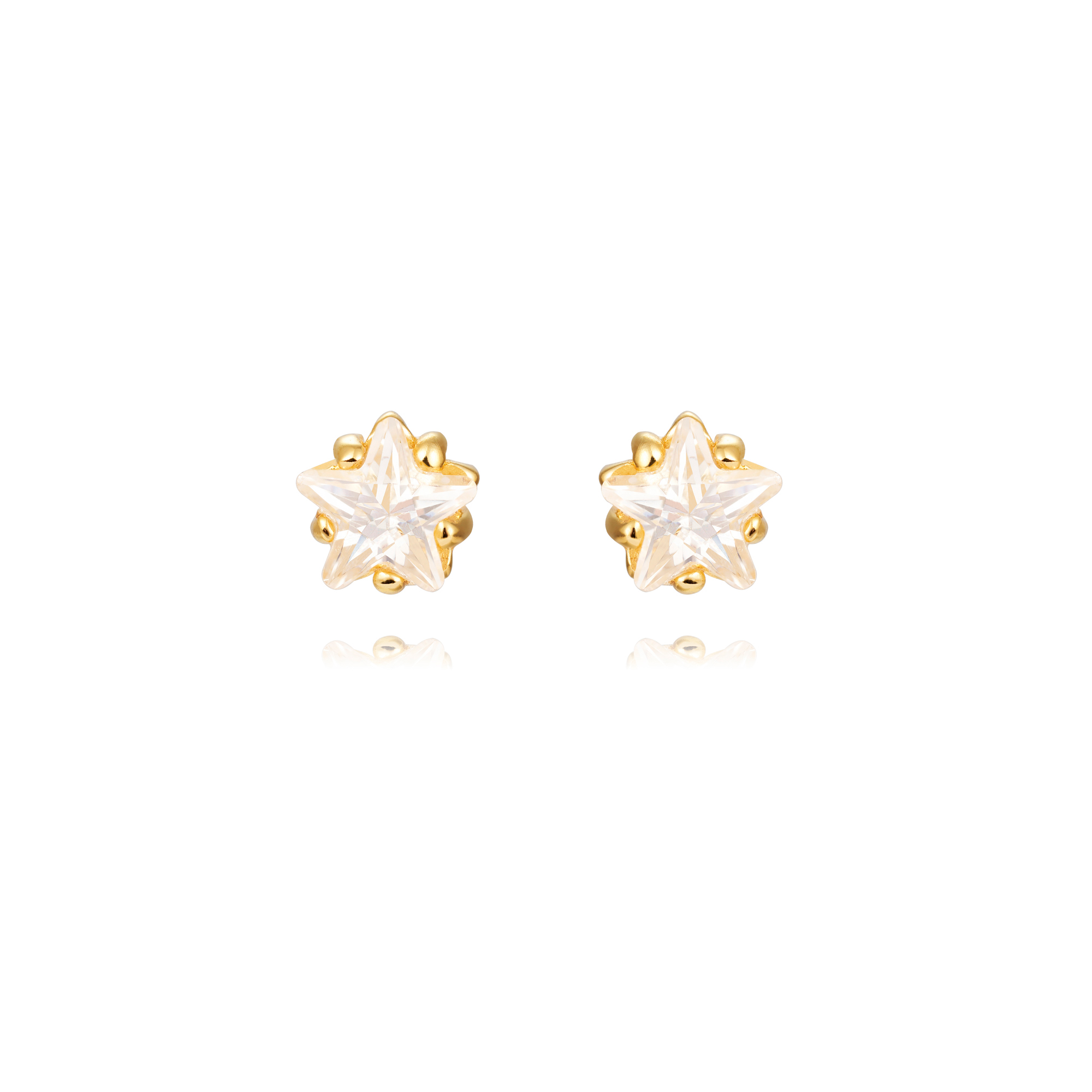 Pendiente Plata Circonita Pendientes Circonita - Estrella 4mm - Bañado Oro y Plata Rodiada