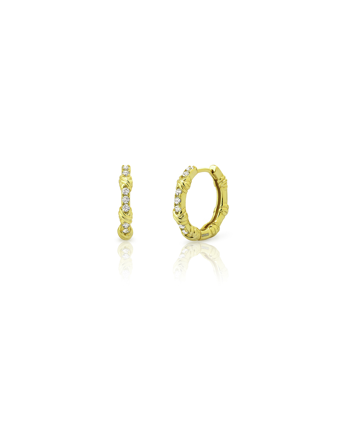 Silver Zircon Earrings Hoop Earrings - Zirconia - 16,5mm - Gold Plated and Rhodium Silver