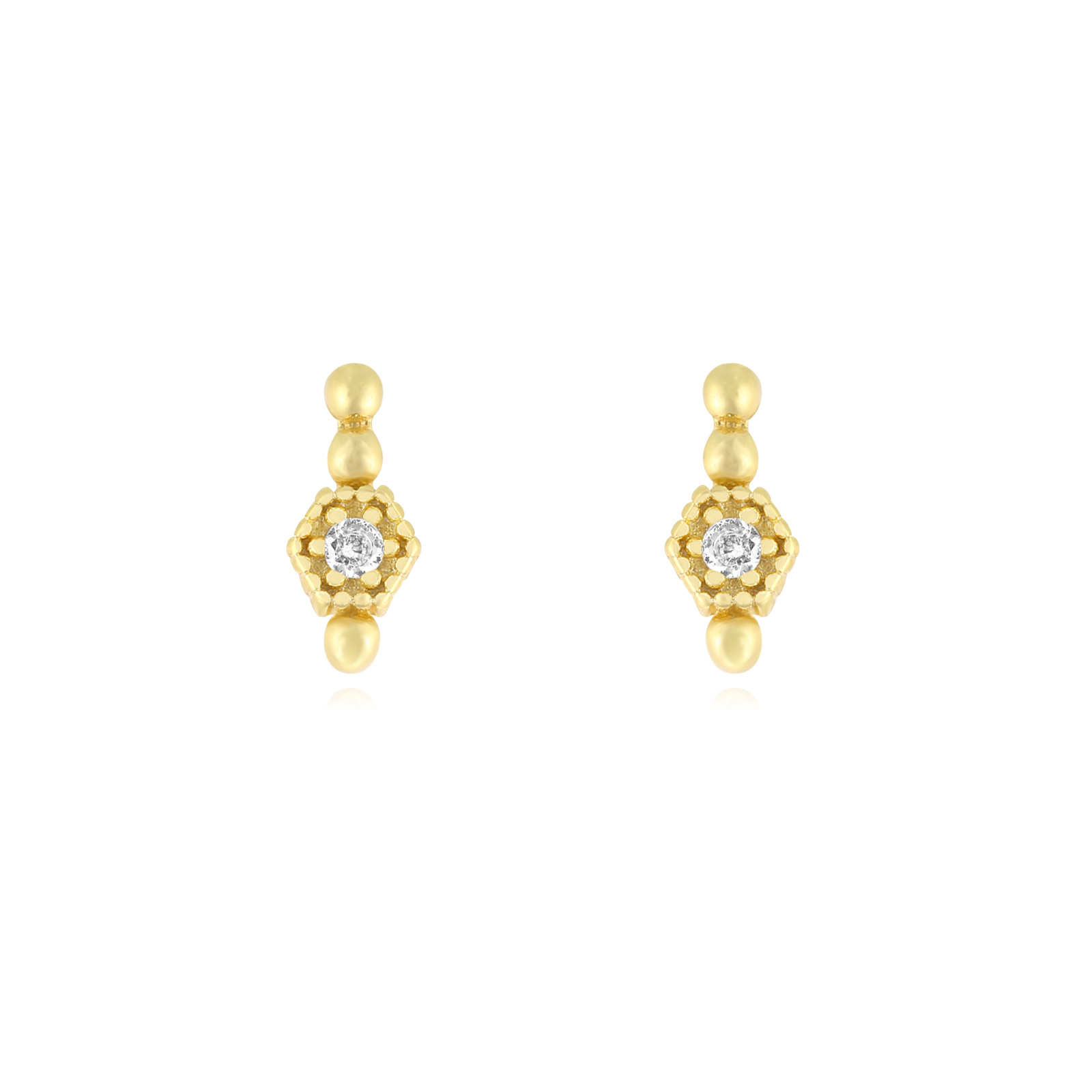 Pendiente Plata Circonita Pendientes Circonita -  6 mm - Bañado Oro y Plata Rodiada