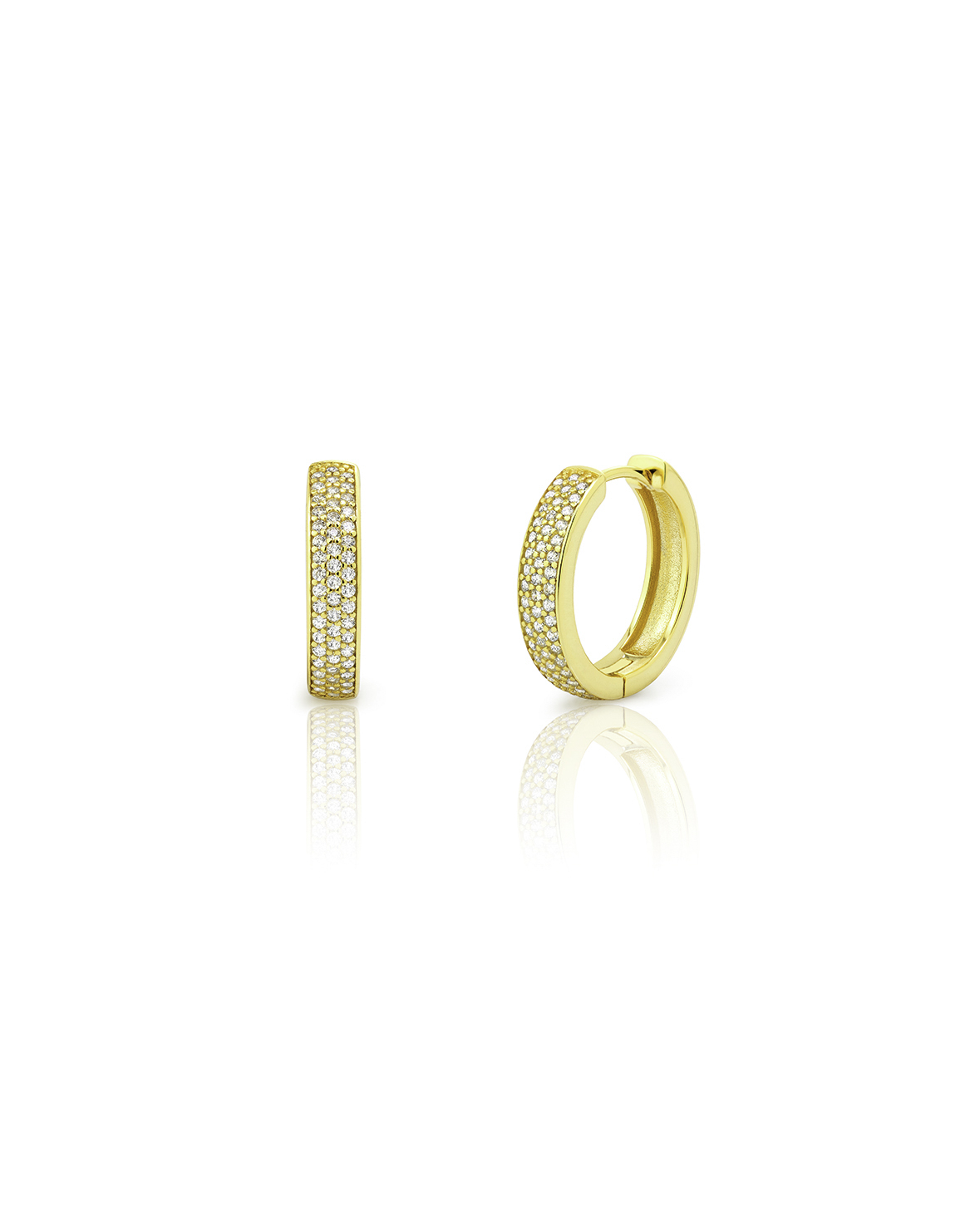 Silver Zircon Earrings Hoop Earring - Zircon - Gold Plated and Rhodium Silver