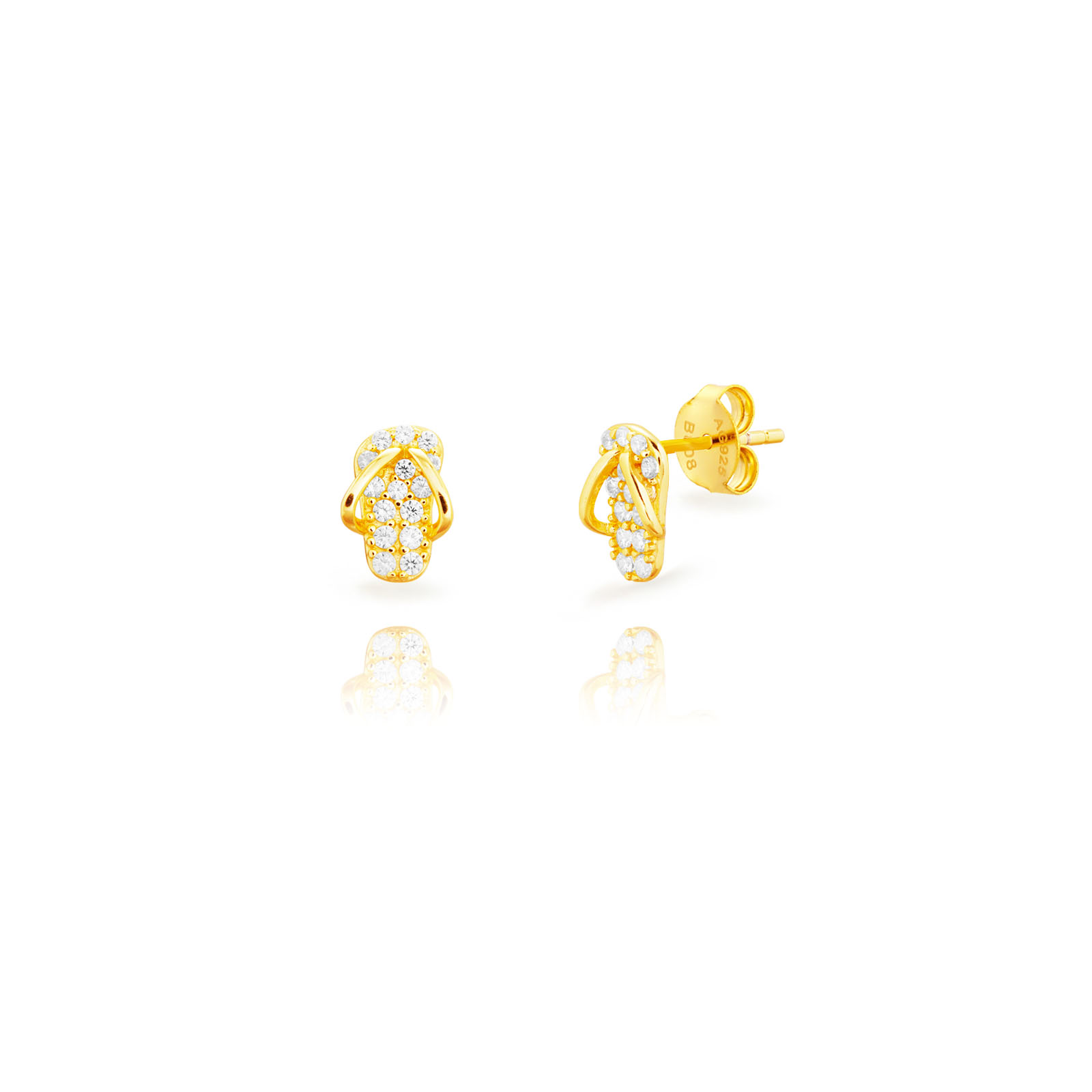 Pendiente Plata Circonita Pendientes Chanclas Circonita - 9*5 mm - Bañado Oro y Plata Rodiada