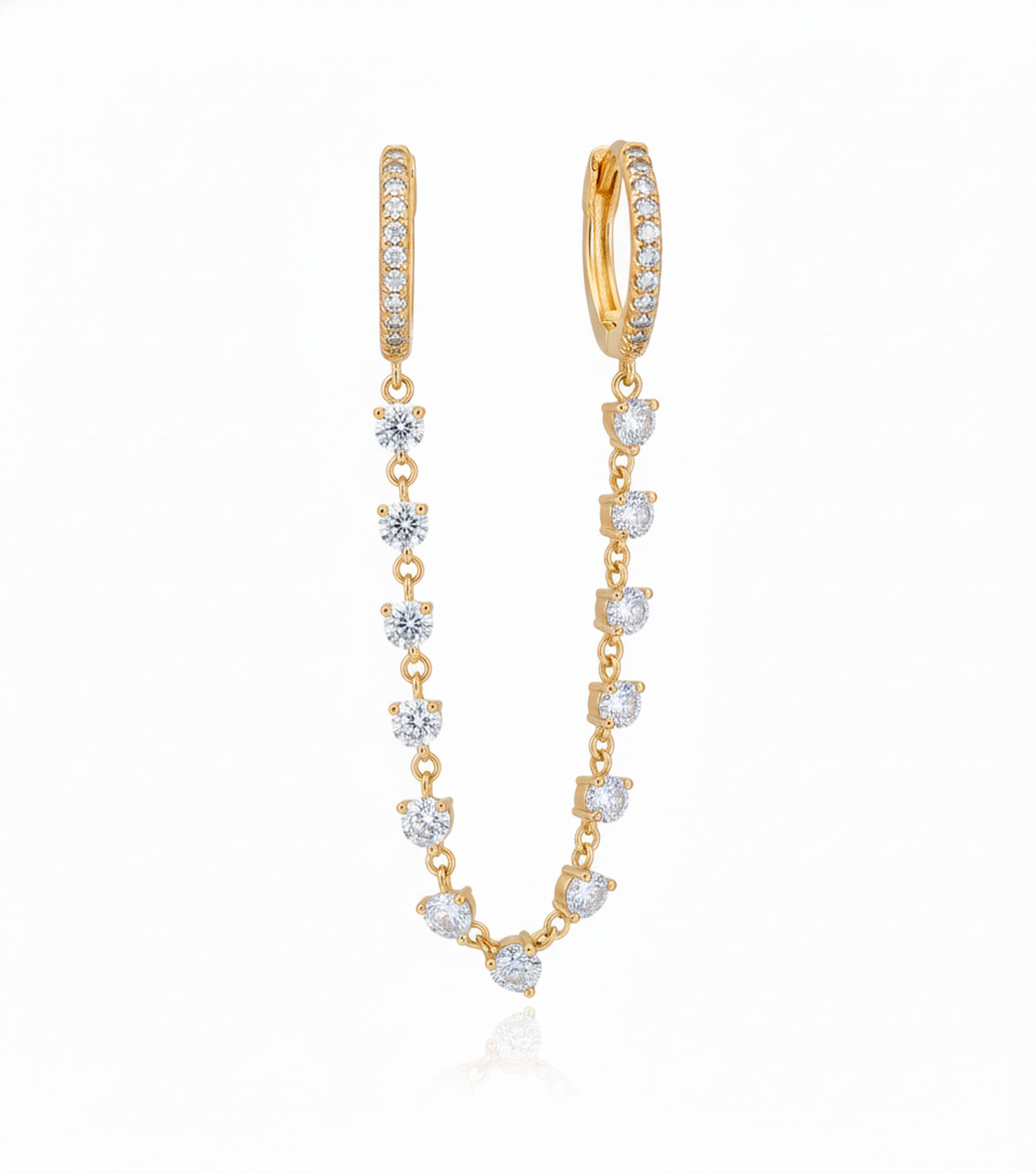 Pendiente Plata Circonita Pendientes Circonita Aro  - Esposas -  31 mm - Bañado Oro y Plata Rodiada