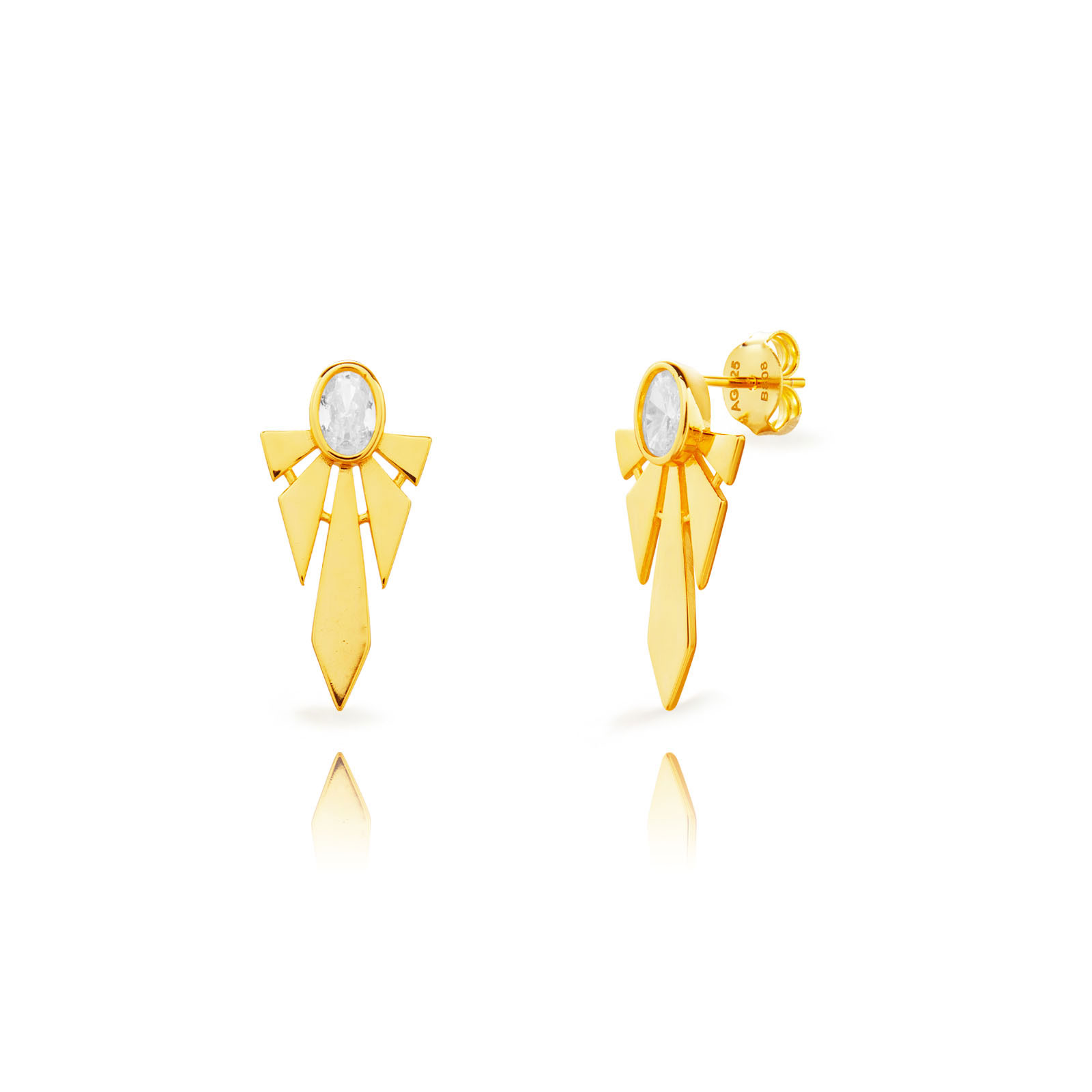 Pendiente Plata Circonita Pendientes Circonita Estelar - 24 mm - Bañado Oro y Plata Rodiada