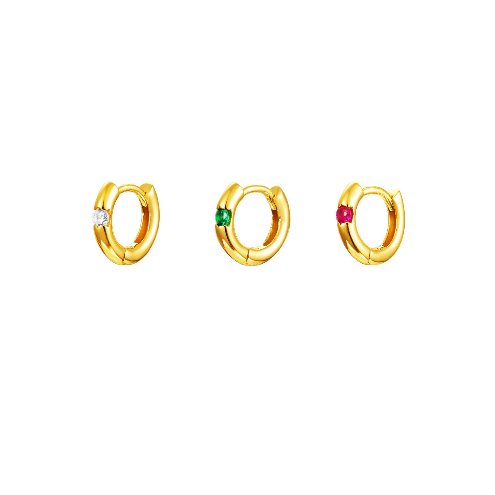 Pendiente Plata Circonita Pendientes Circonita - Aro 10 mm - Bañado Oro - Circonita