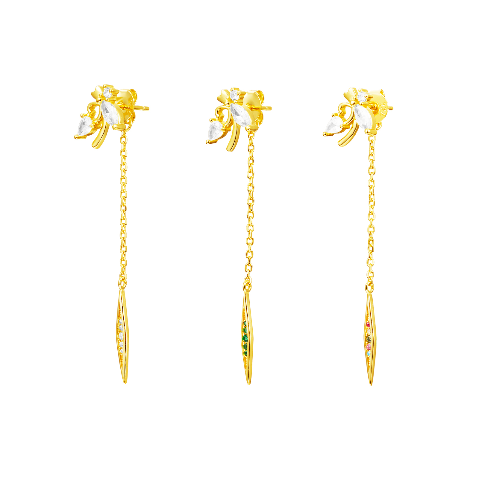Pendiente Plata Circonita Pendientes Plata  - 56 mm  - Bañado Oro y Plata Rhodiada
