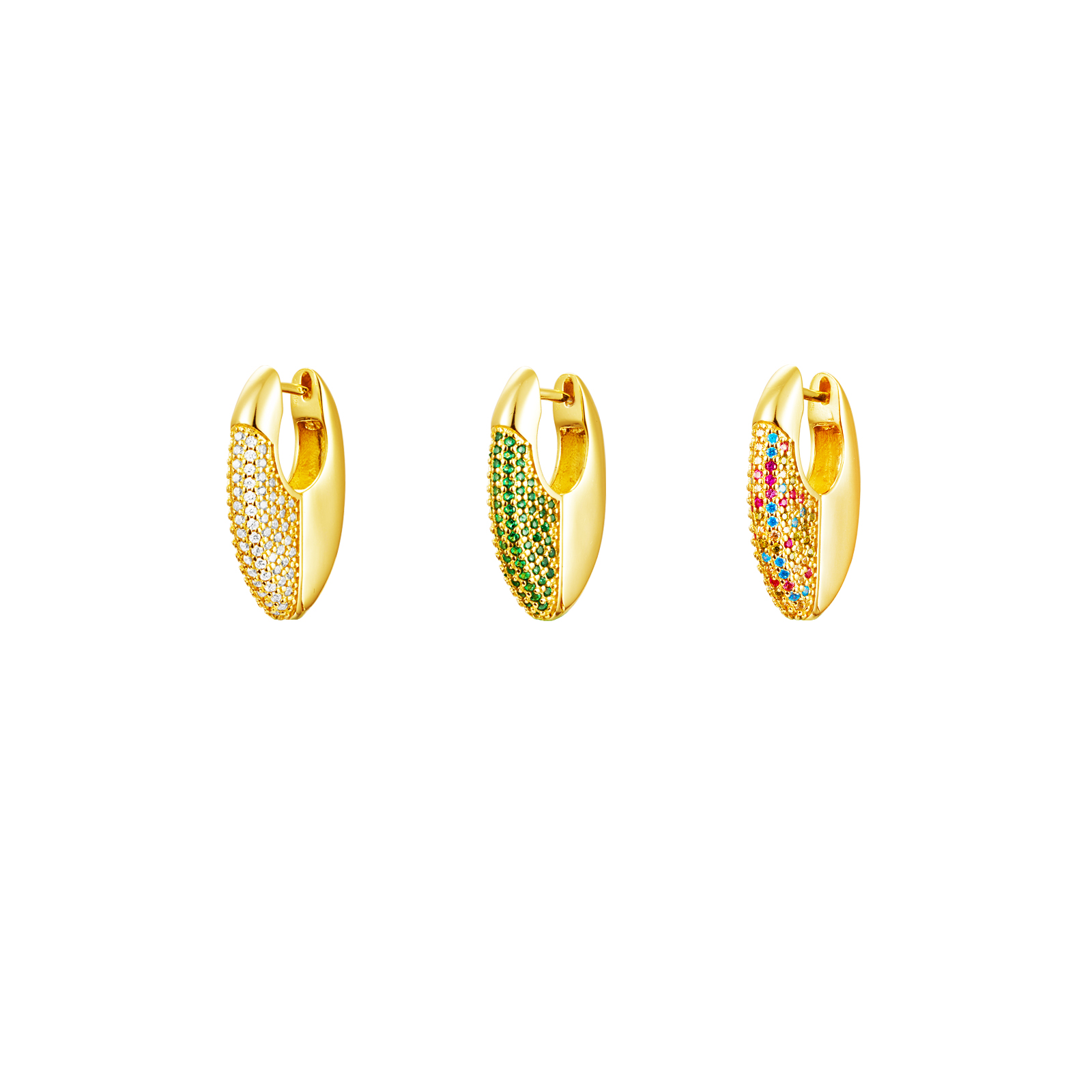 Pendiente Plata Circonita Pendientes Plata  - 25 mm  - Bañado Oro y Plata Rhodiada