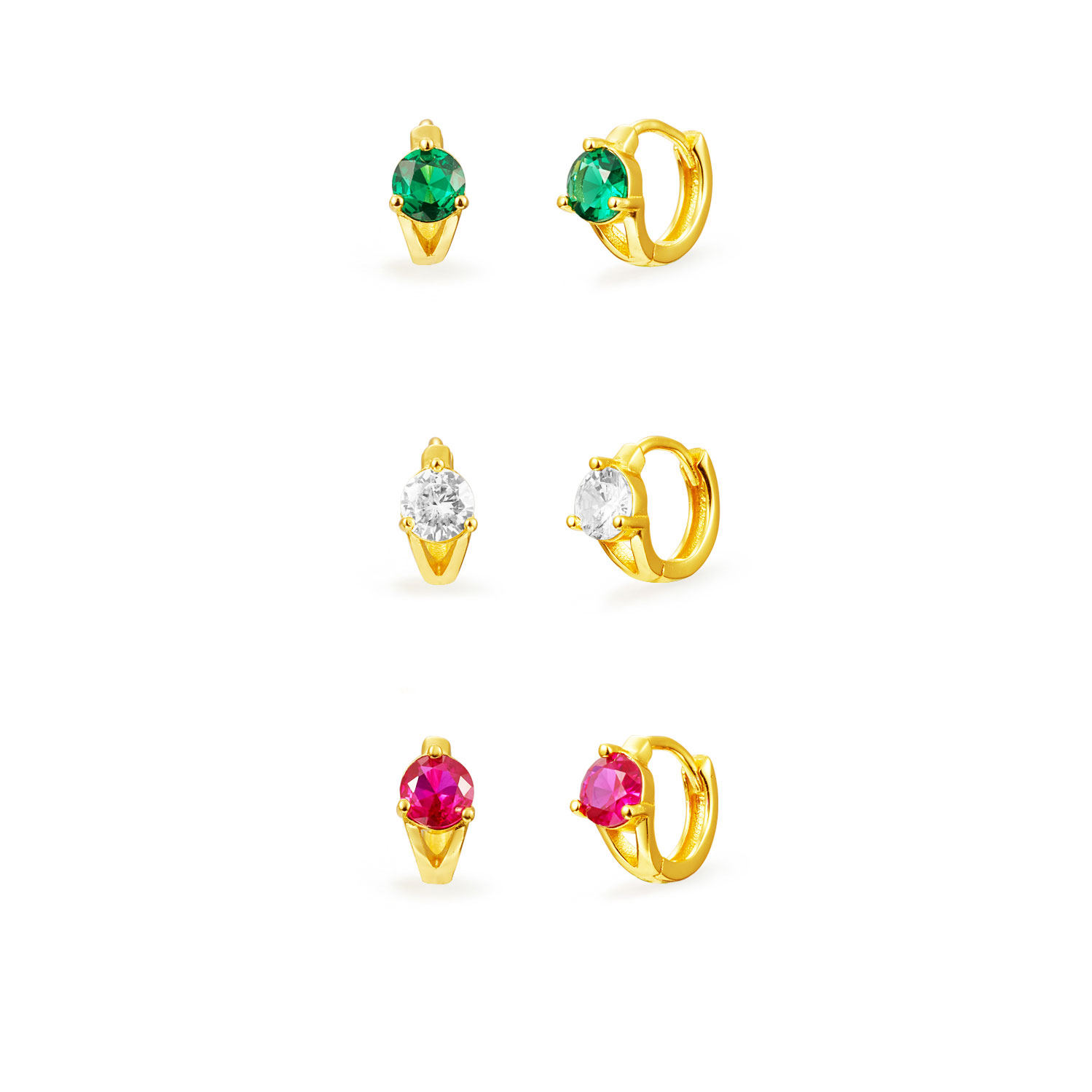 Pendiente Plata Circonita Pendientes Aro - Circonita  - 10 mm - Bañado Oro y Plata Rodiada