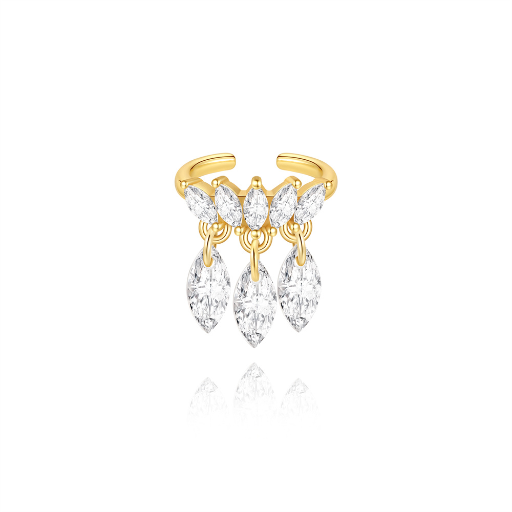 Pendiente Piercing Piercing Plata Circonita - Corona - 11 mm - Bañado Oro y Plata Rodiada