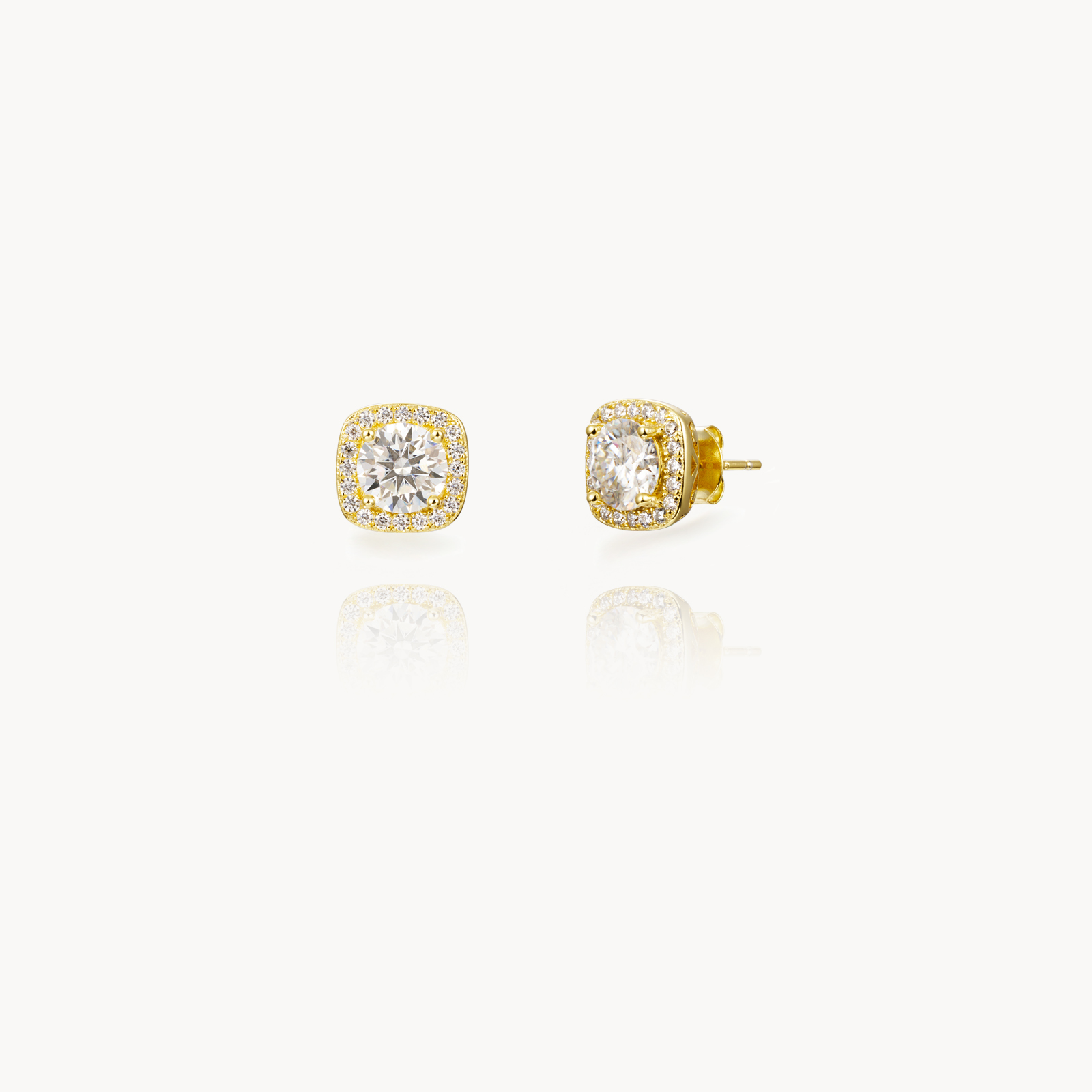 Nouveautés Clous d'oreilles en moissanite - 7 mm - Plaqué or et argent rhodié