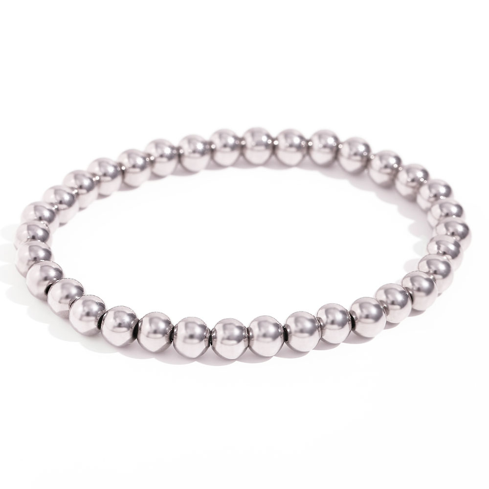 Bracelet Jonc Acier Inoxydable – Billes 5mm – Diamètre 56mm – Neuf Avec étiquettes