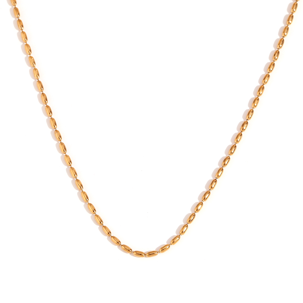 Steel Bracelets Bracelet - Steel Oval Beads - 15+5 cm - Gold Color and Steel color