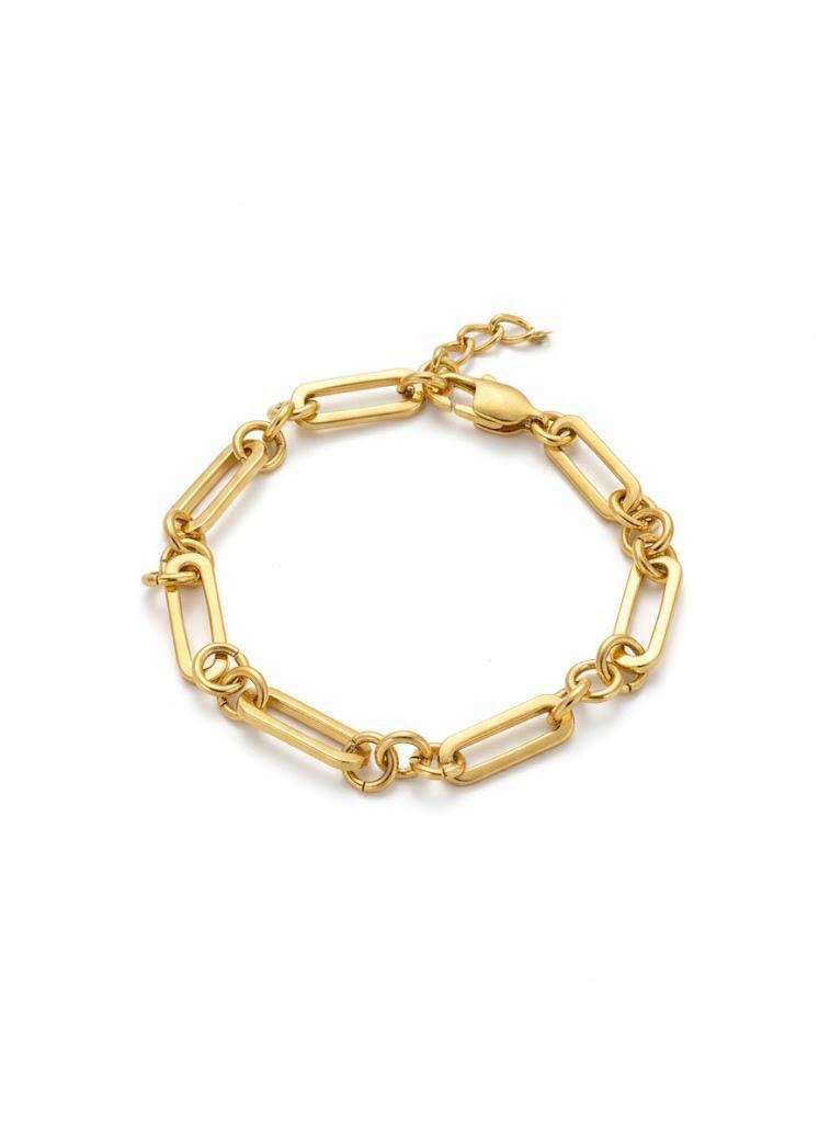 Pulsera Acero Liso Pulsera Acero -  Eslabon - 17+3 cm - Bañado Oro