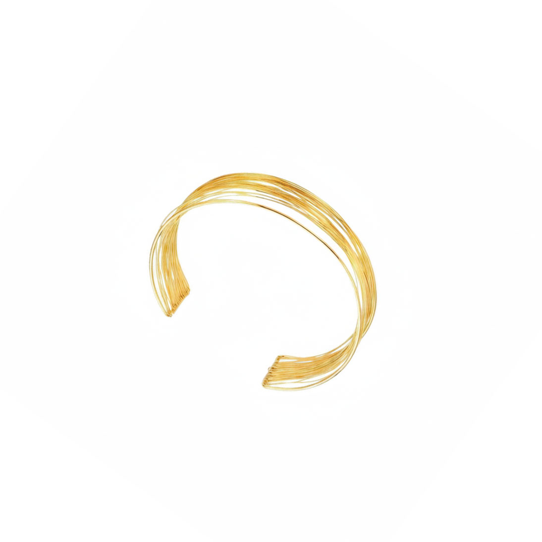 Pulsera Acero Liso Pulsera Lisa Esclava -  Hilos Hilos Entrelazados - 30 mm  - Ajustable - Color Oro y Color Acero