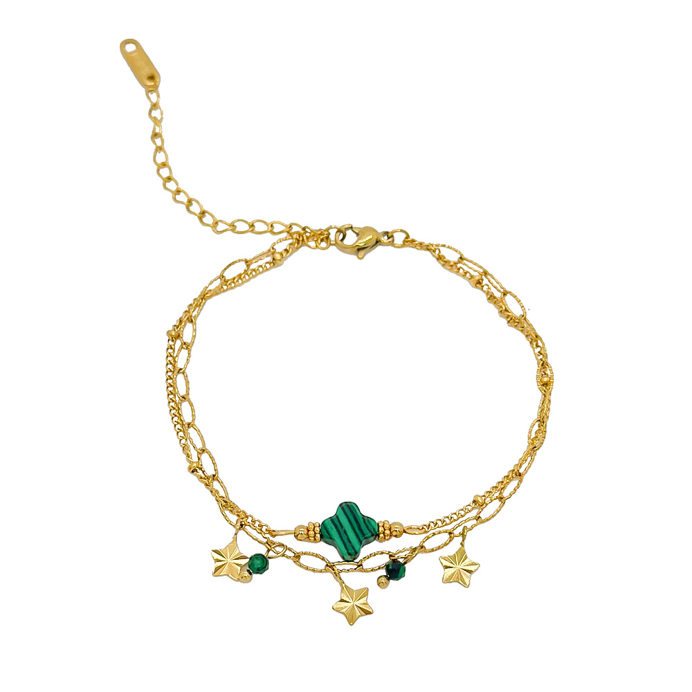 Pulsera Acero Mineral Pulsera Acero Mineral - Trébol y Estrellas -  17 + 4 cm - Color Oro