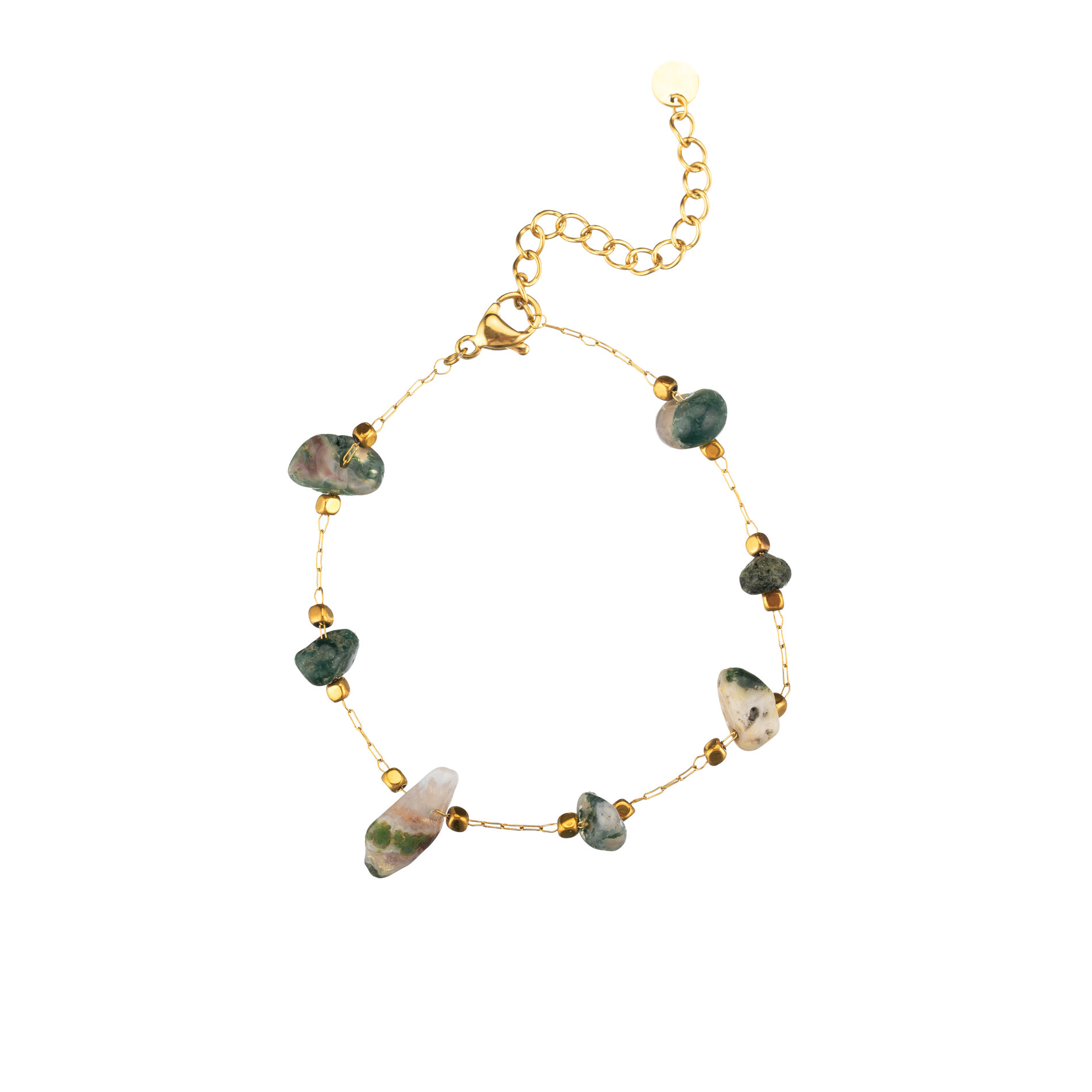 Pulsera Acero Mineral Pulsera Acero - Mineral Natural -16 + 3 cm - Color Oro