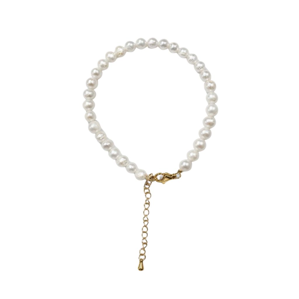 Steel Stone Bracelets Cultured Pearl Bracelet - 5mm - - AAA+ quality - 16+5 cm - Gold color