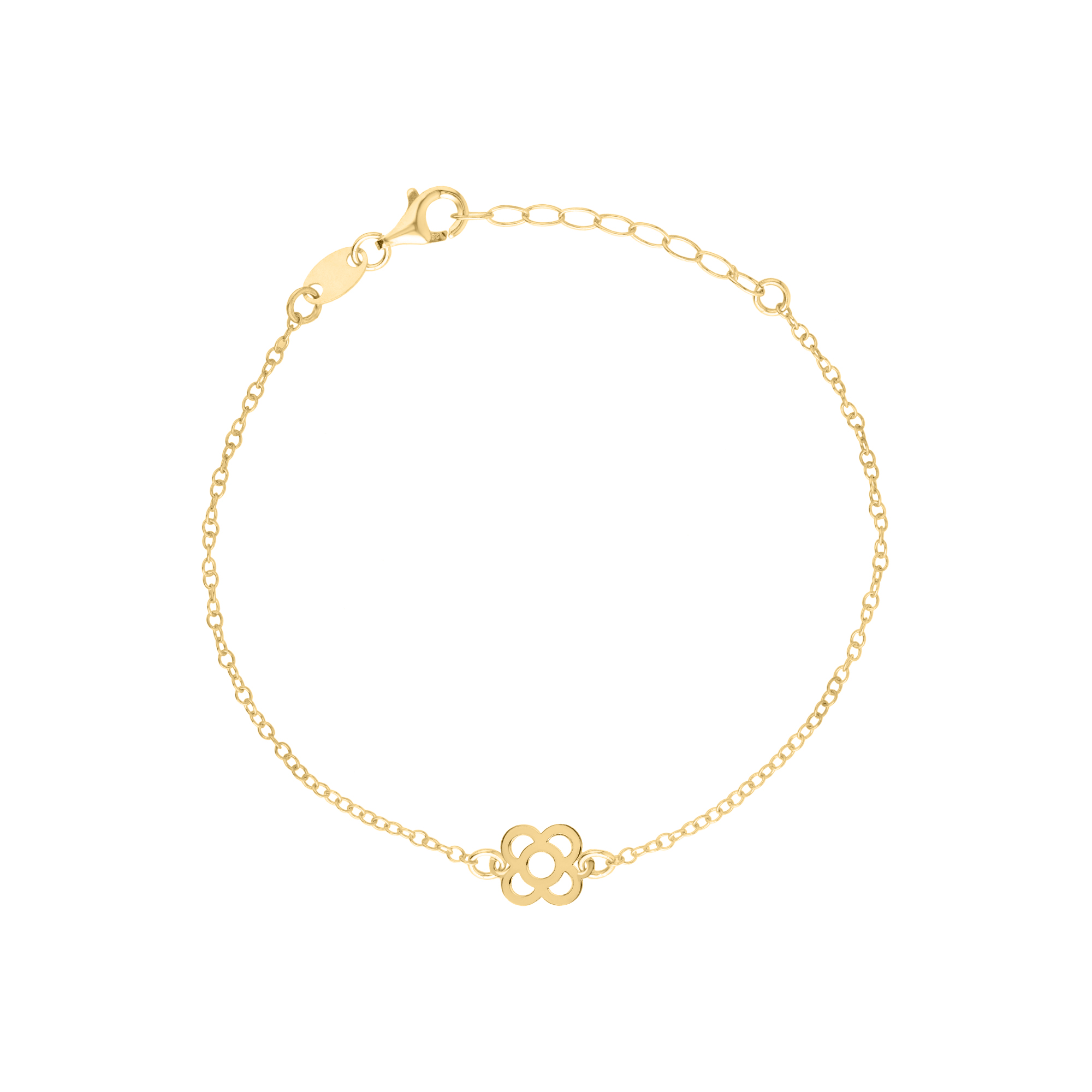 Pulsera Plata Lisa Pulsera Flor de Barcelona - 17+3mm - Bañado Oro y Plata