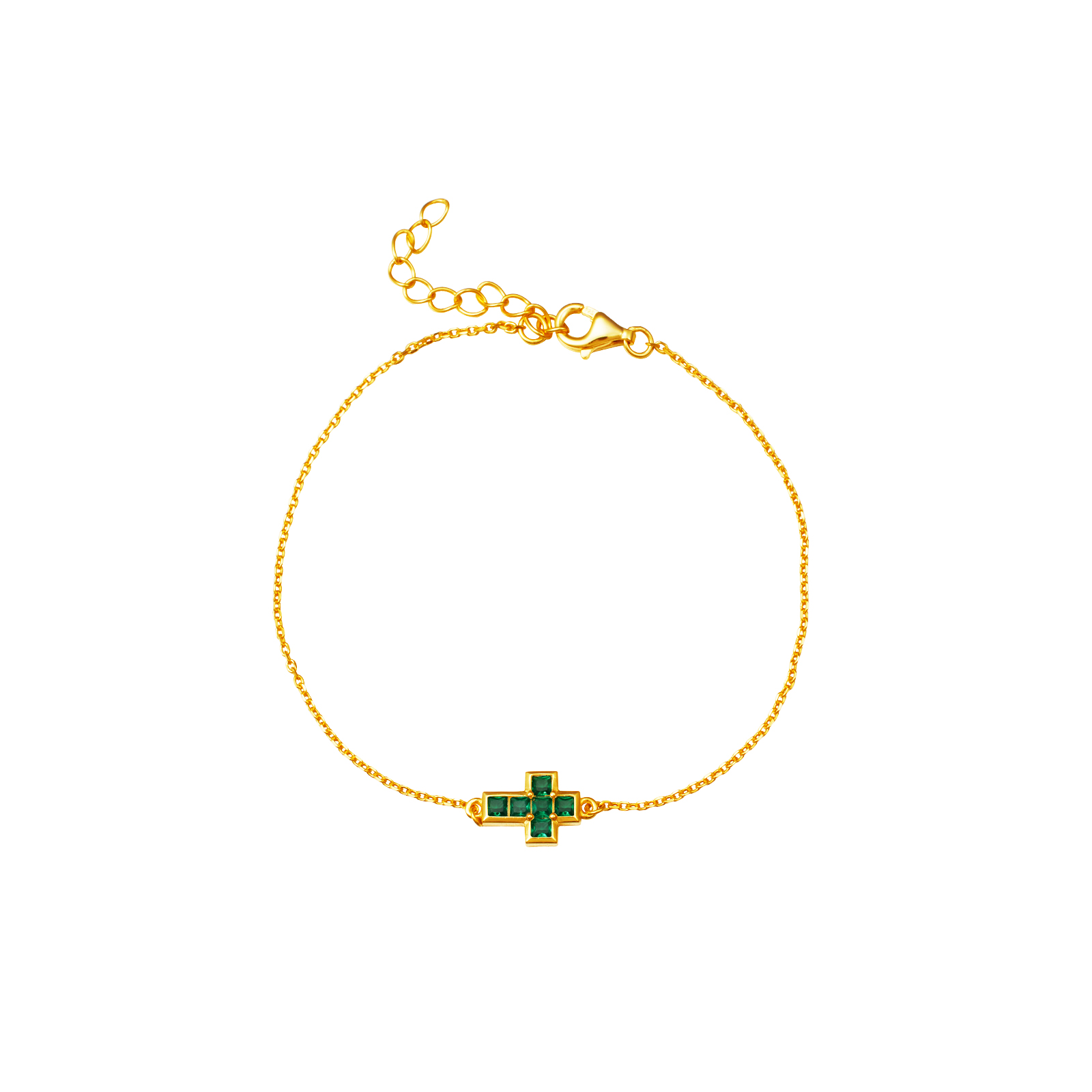Pulsera Plata Circonita Pulsera Cruz 9,50*7,50 mm - Circonita - 16+3 cm - Bañado Oro y Plata Rhodiada