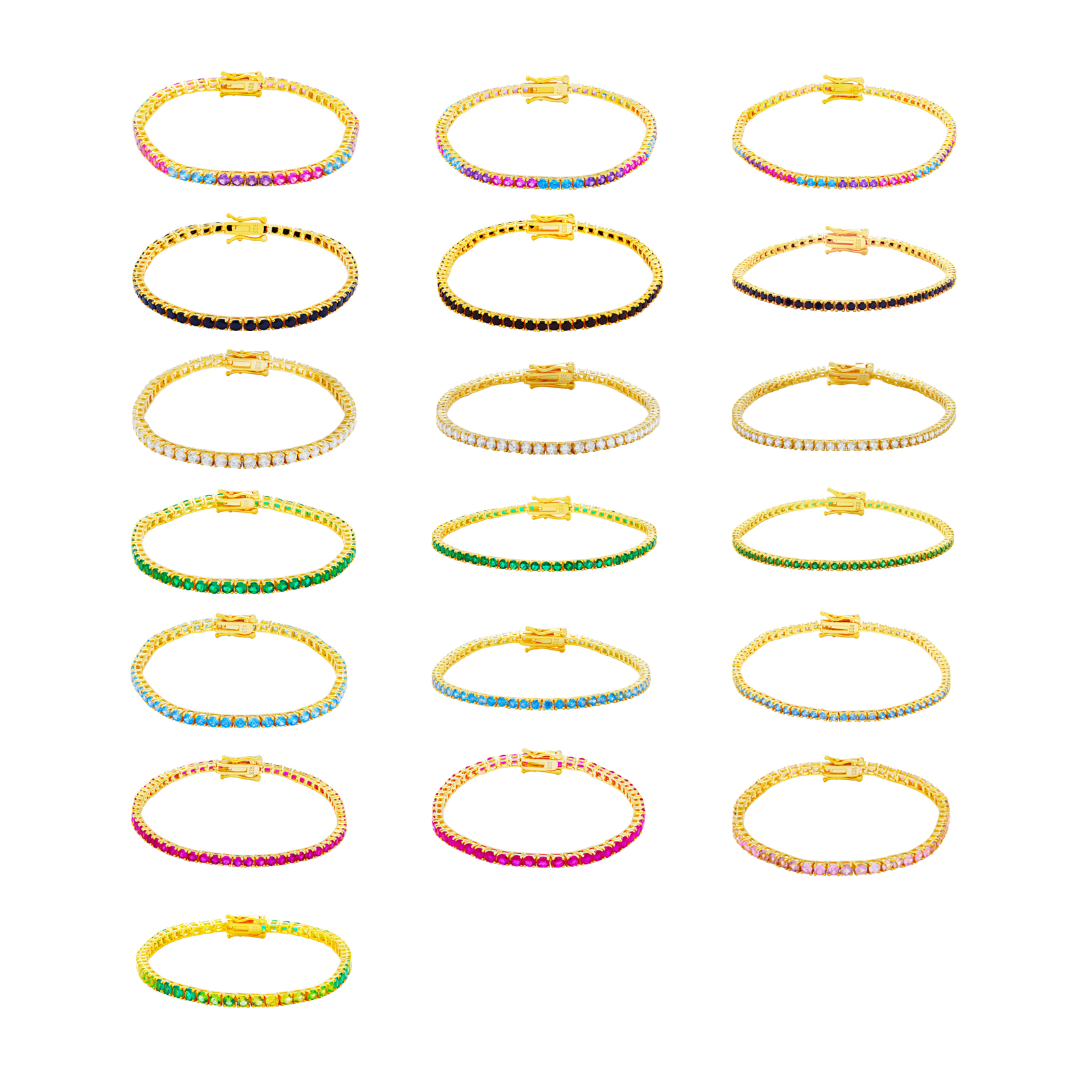 Pulsera Plata Circonita Pulsera Tenis - Circonita 2.0, 2.5 , 3.0 mm - 18 cm -  Bañada Oro y Plata Rodiada